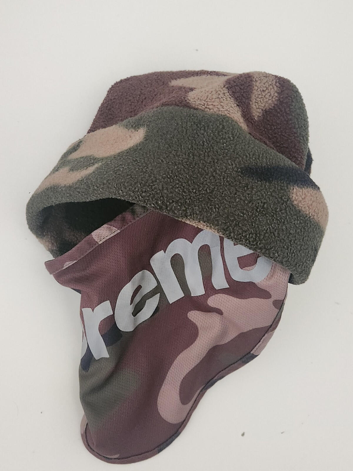 FW22 Supreme x Polartec Facemask Beanie Woodland Camo