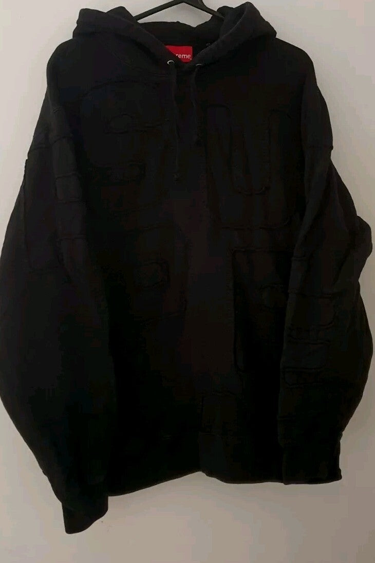 SS20 Supreme Cutout Letters Hooded Sweatshirt size L large black hoodie