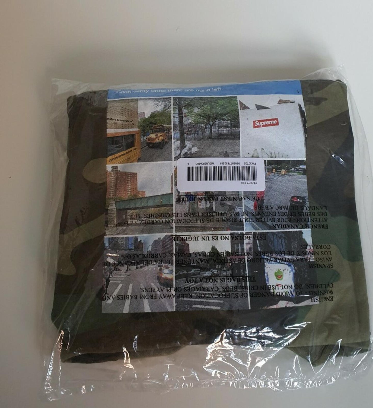 FW20 Supreme Verify Tee Woodland Vamo Size L