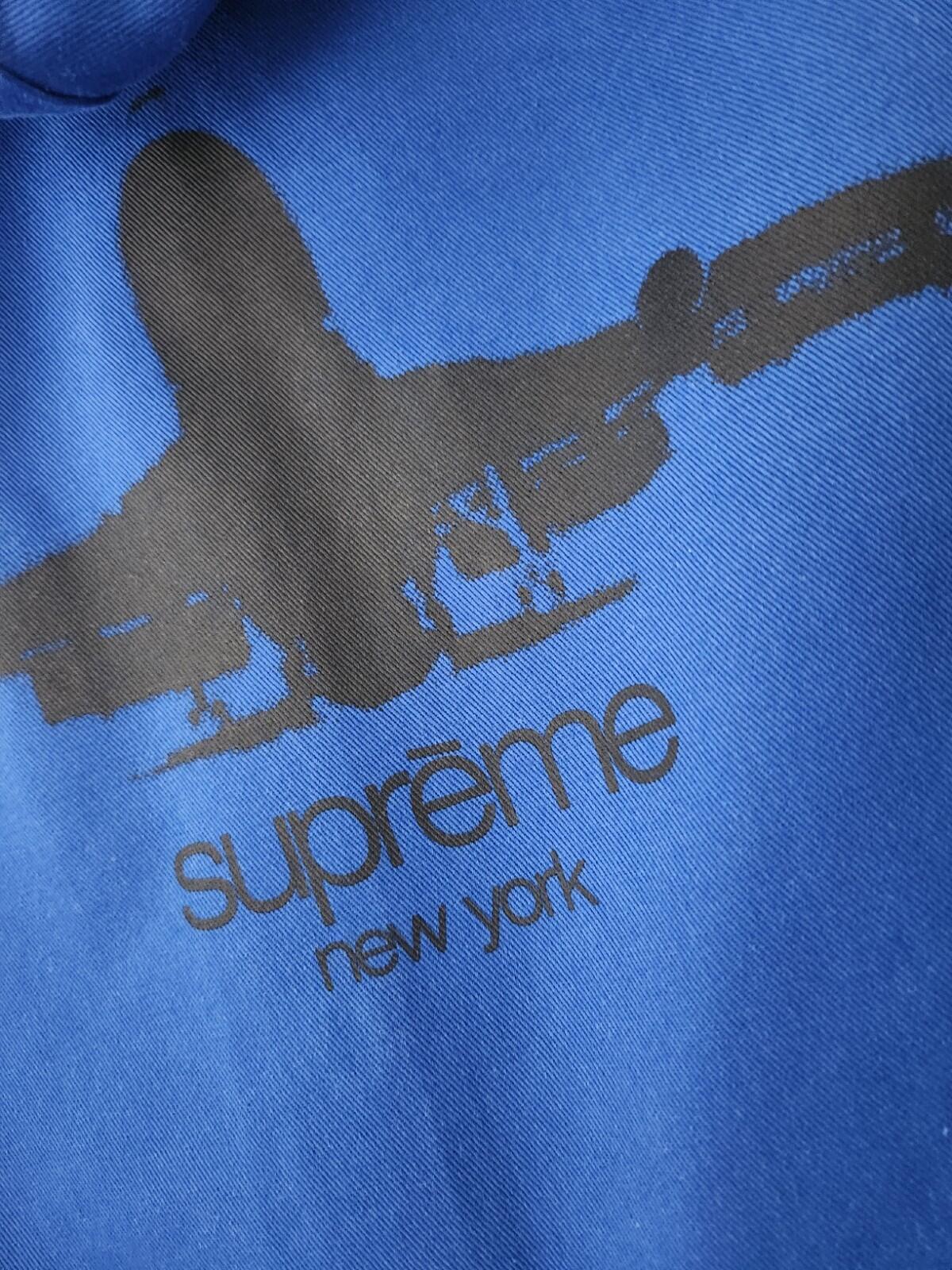 FW13 Supreme Hooded Twill Shirt Blue Size M