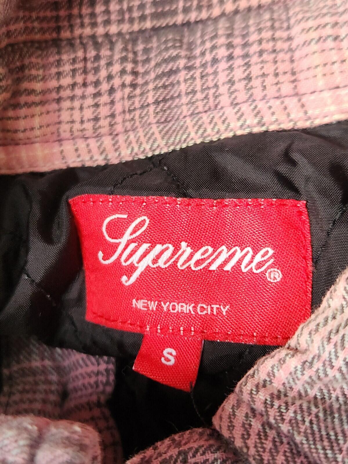 FW16 Supreme Quilted Flannel Shirt Size S Small Plaid White