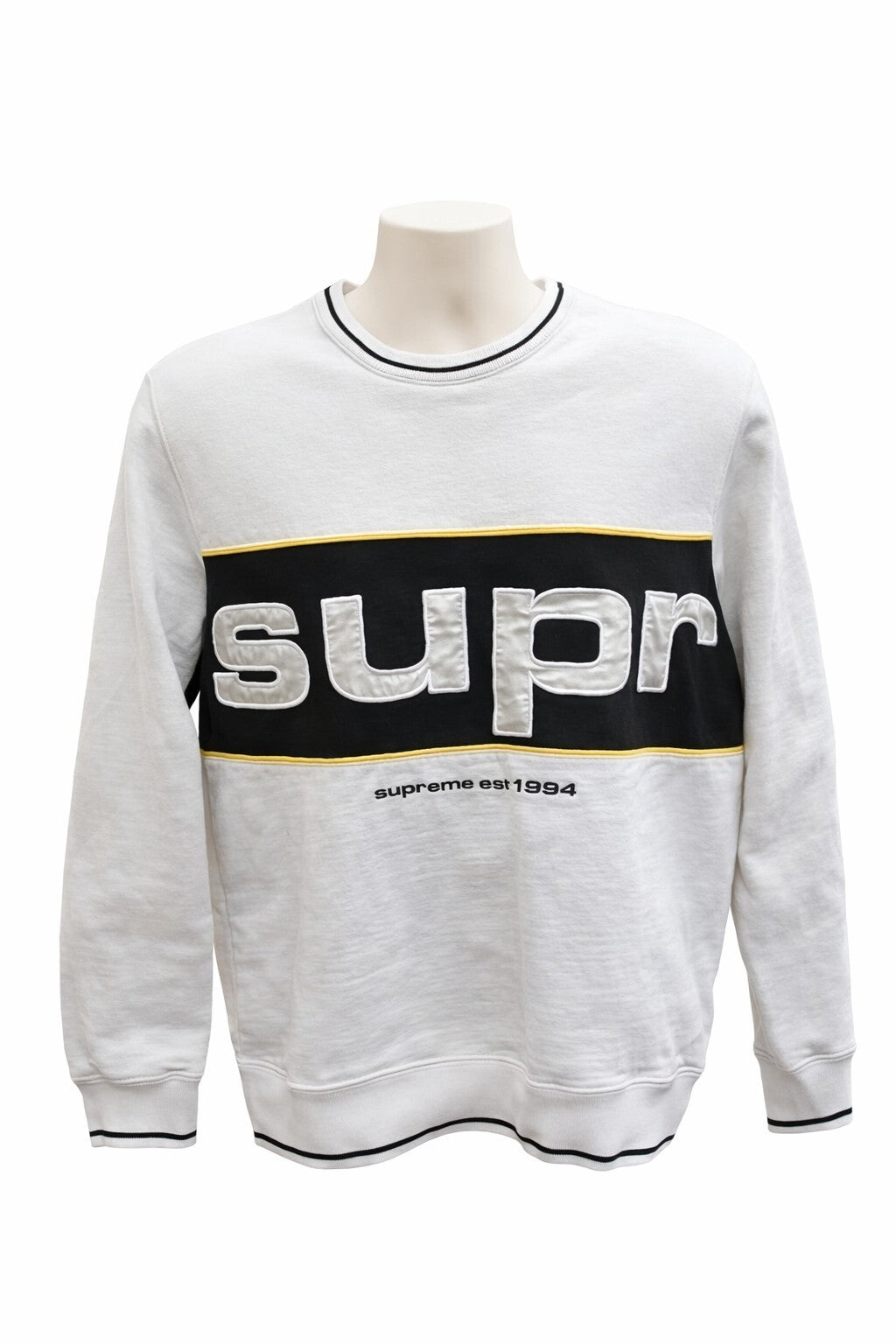 FW19 Supreme Piping Crewneck White Size S
