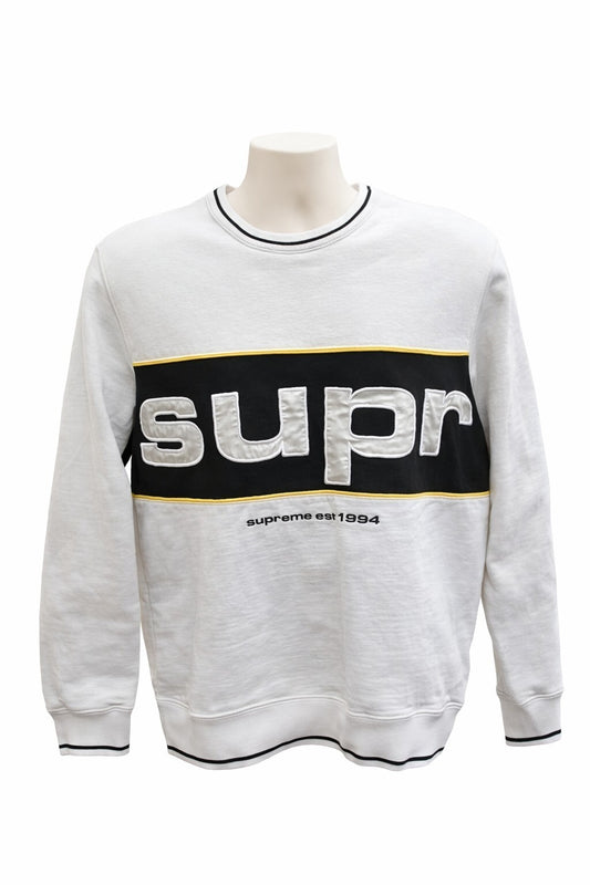 FW19 Supreme Piping Crewneck Blanco Talla S