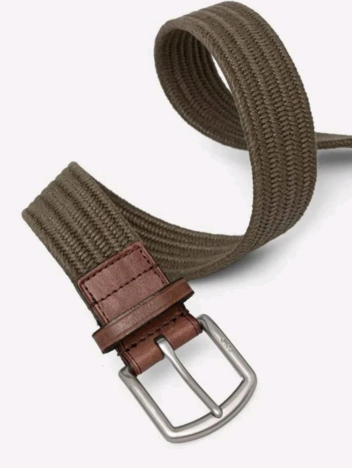 Polo Ralph Lauren Cinturón trenzado con ribete de piel £100 Talla S Small Canopy Olive Pony Golf