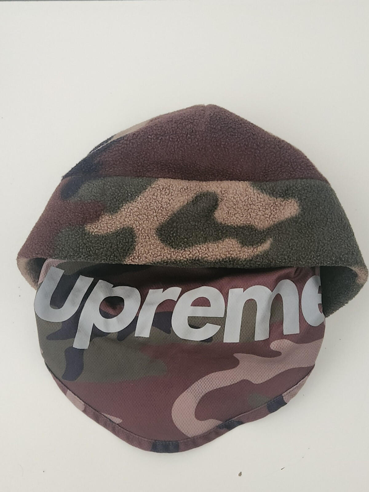 FW22 Supreme x Polartec Facemask Beanie Woodland Camo
