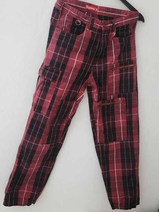 SS21 Supreme Cargo Flight Pant Tartán Rojo Talla 34 W34 L 32