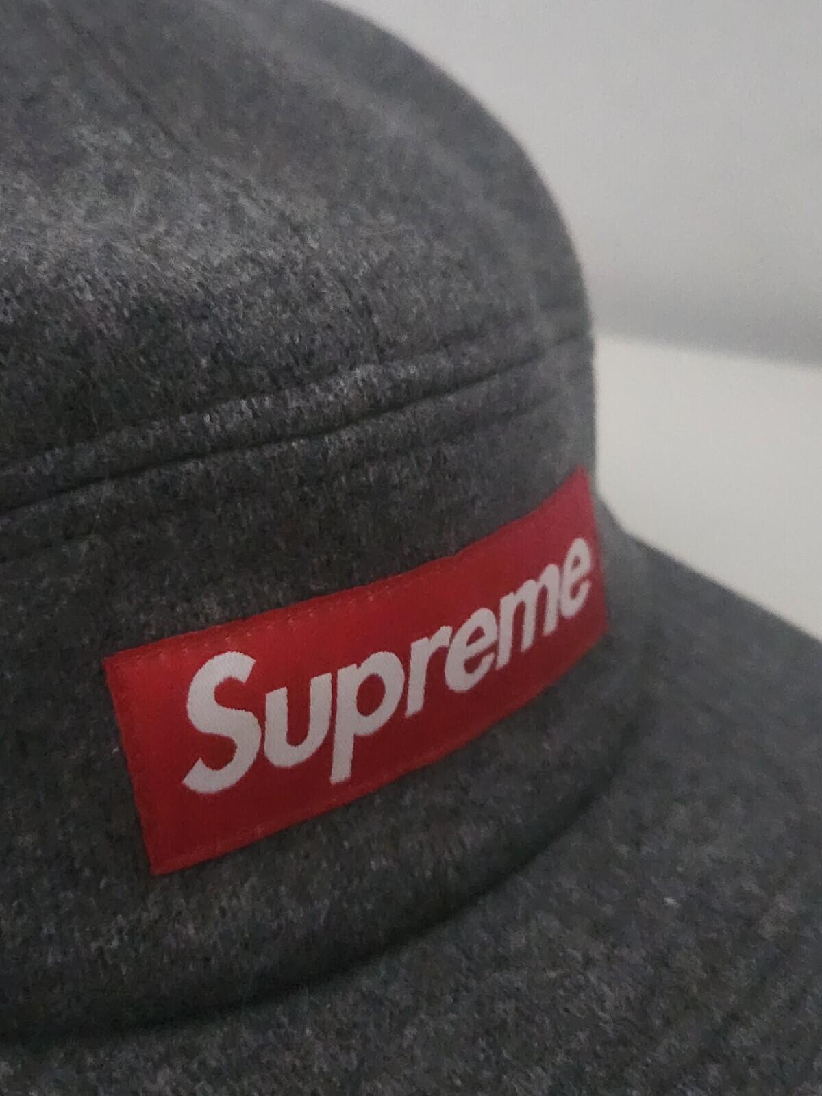 FW14 Supreme Fitted Wool Knit Camp Cap Grey Size M / L