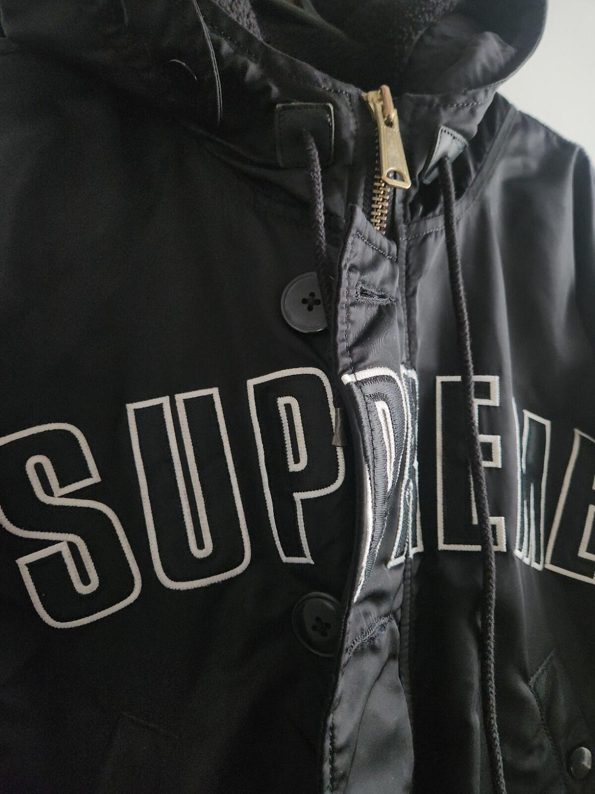 FW16 Supreme Arc Logo N-3B Parka M Medium Black Coat Bomber Jacket Justin Bieber