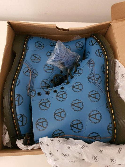 Botas FW16 Supreme Undercover Dr. Martens 8 ojales azul anarquía UK 10 EUR 45 US 11