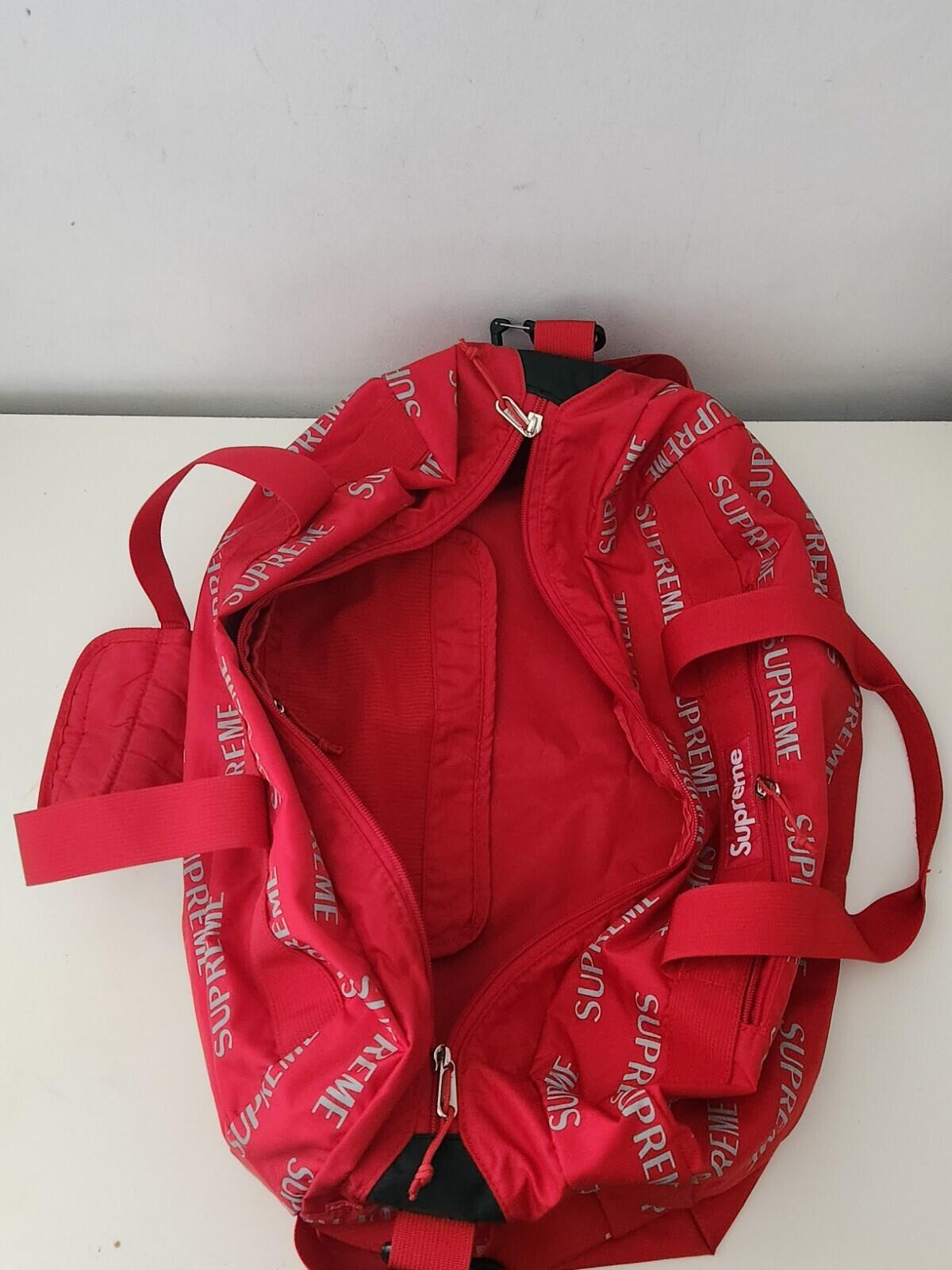 FW16 Supreme 3M Reflective Repeat Duffle Bag Red Bag