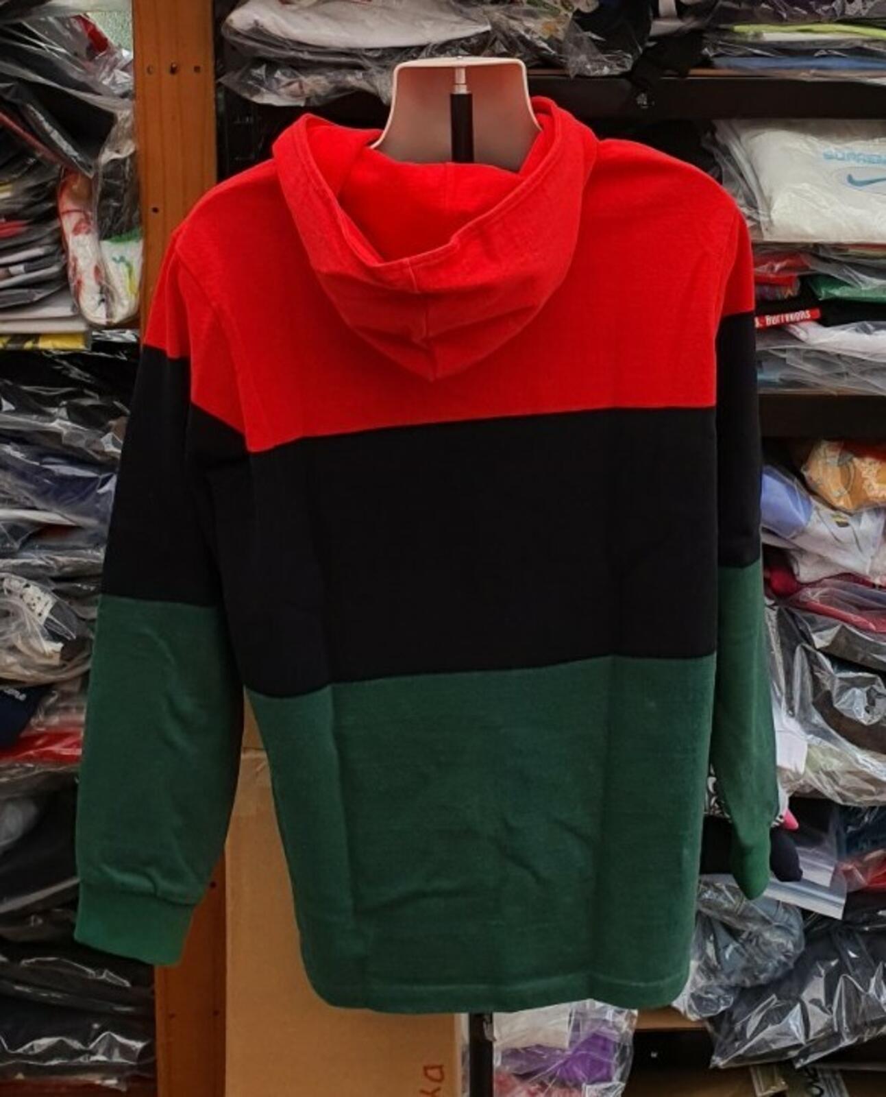 FW15 Block Block Striped Hooded Rugby Arabic Logo Top Dark Green Size L