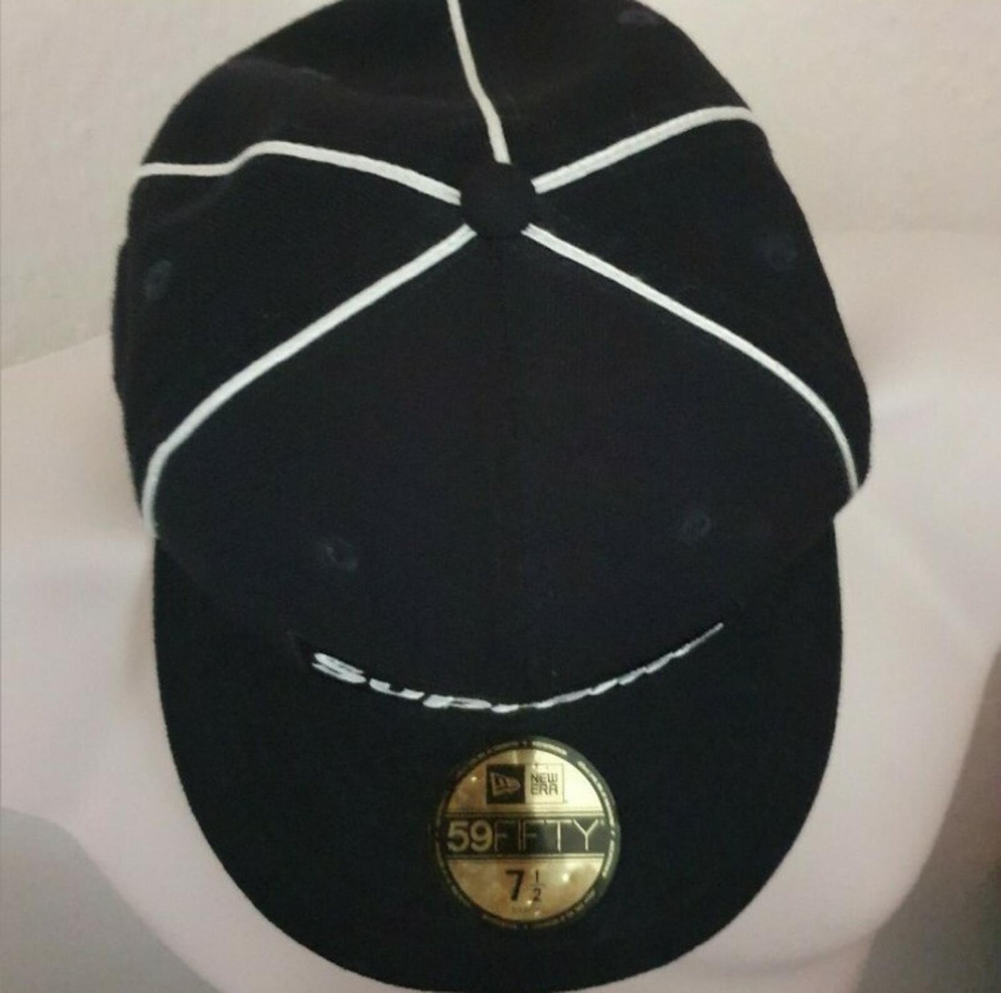 SS17 Supreme New Era 59fifty Piping Box Logo Cap Navy Size 7 1/2