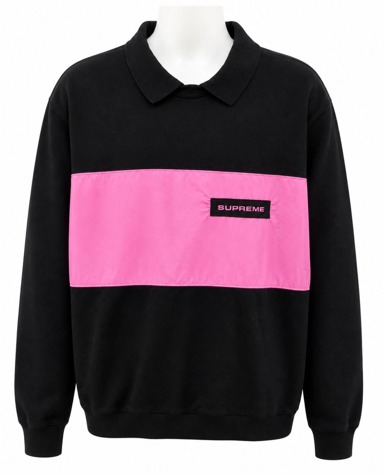 FW17 Supreme Polo Crewneck size XL black / pink sweatshirt Jumper