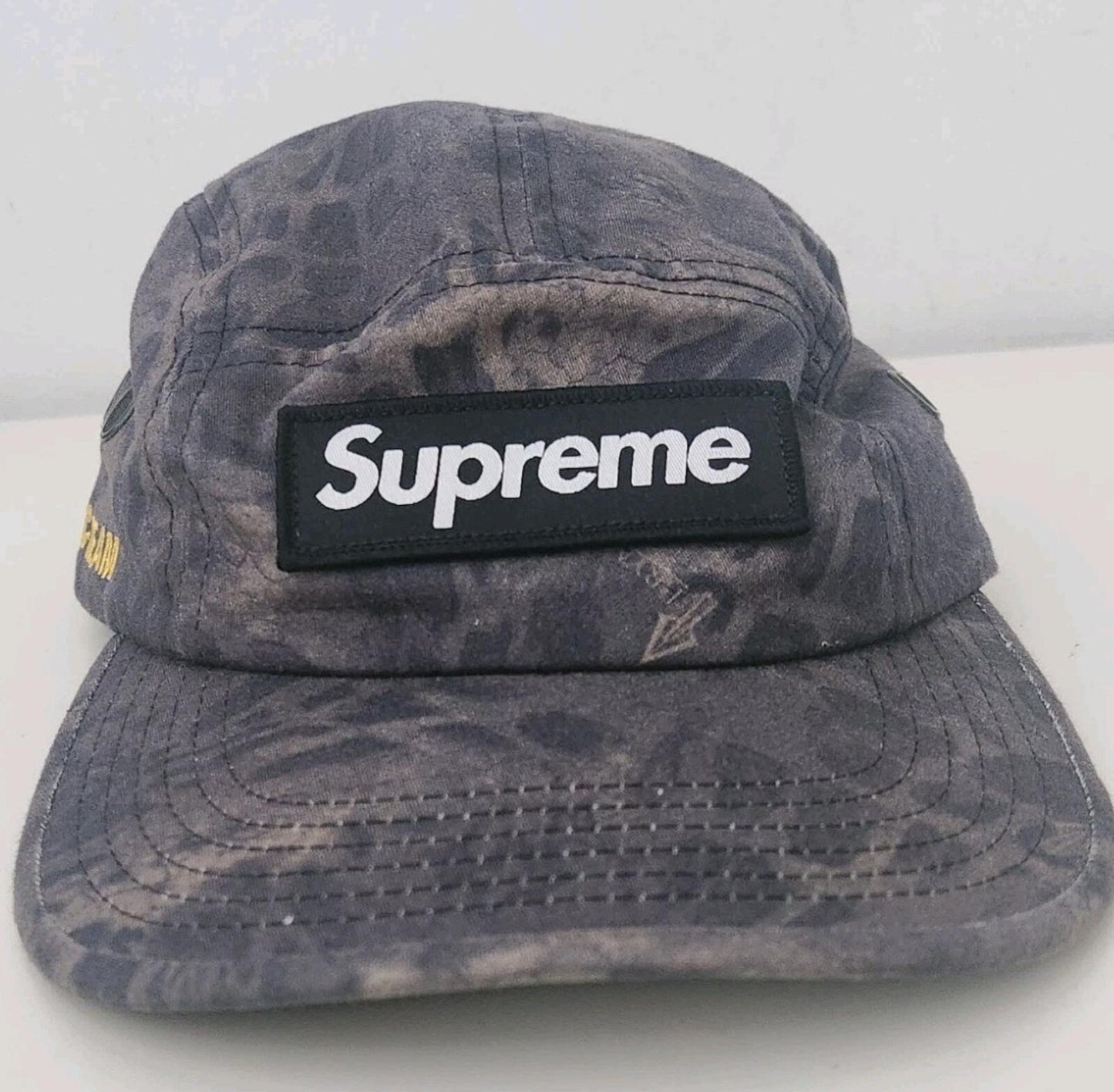 SS22 Supreme Military Camp Cap Hat Box logo Black Prym1 Camo