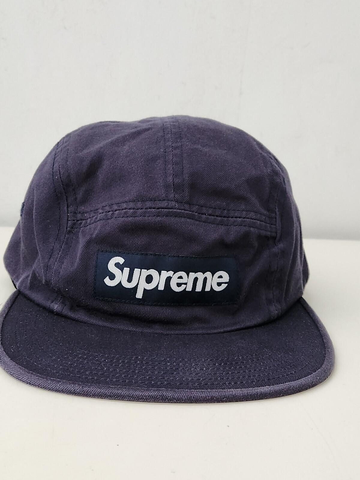 SS16 Supreme Washed Chino Twill camp cap Hat Navy box logo
