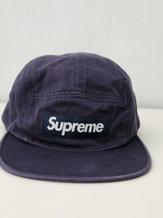 Gorra militar Supreme Washed Chino Twill SS16 azul marino con logotipo de caja