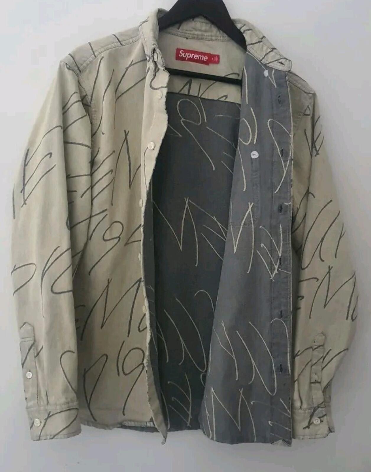 FW23 Supreme Handwriting Jacquard denim shirt long sleeve L/S shirt S Small