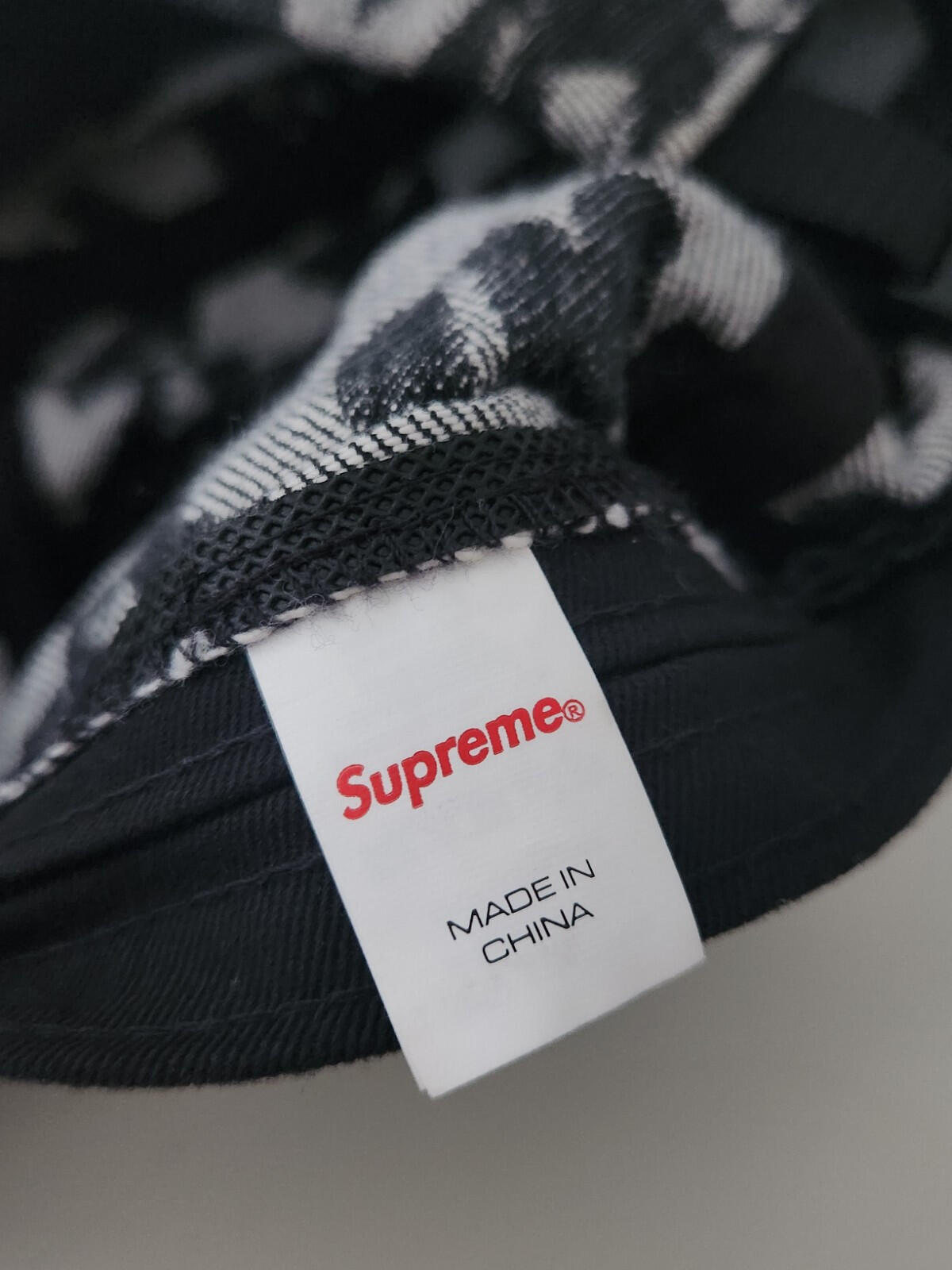 SS22 Supreme Fat Tip Jacquard Denim Camp Cap Black hat