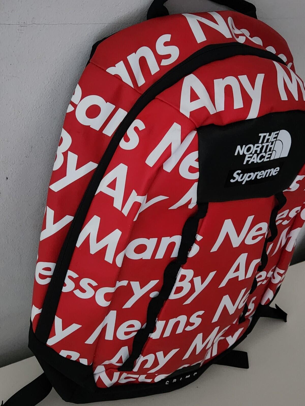 FW15 Supreme x The North Face By Any Means Base Camp Crimp Backpack Red BAMN bag