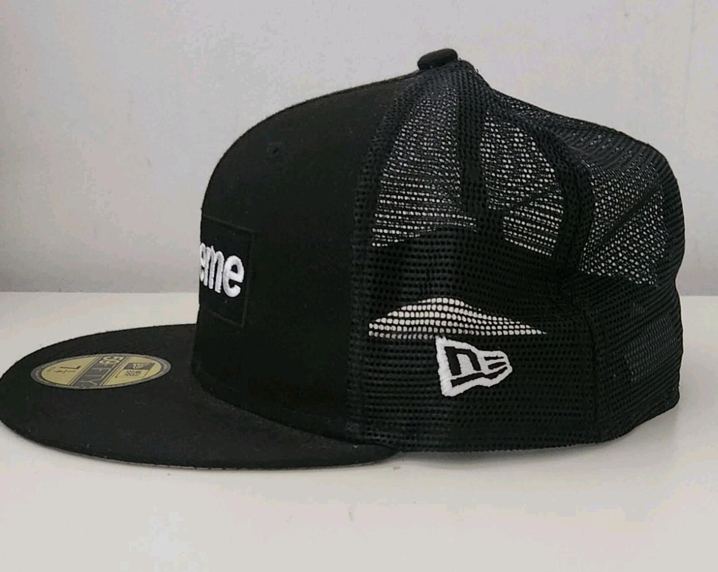 SS23 Supreme Box Logo Mesh Back New Era Hat size 7 1/4 black cap snapback