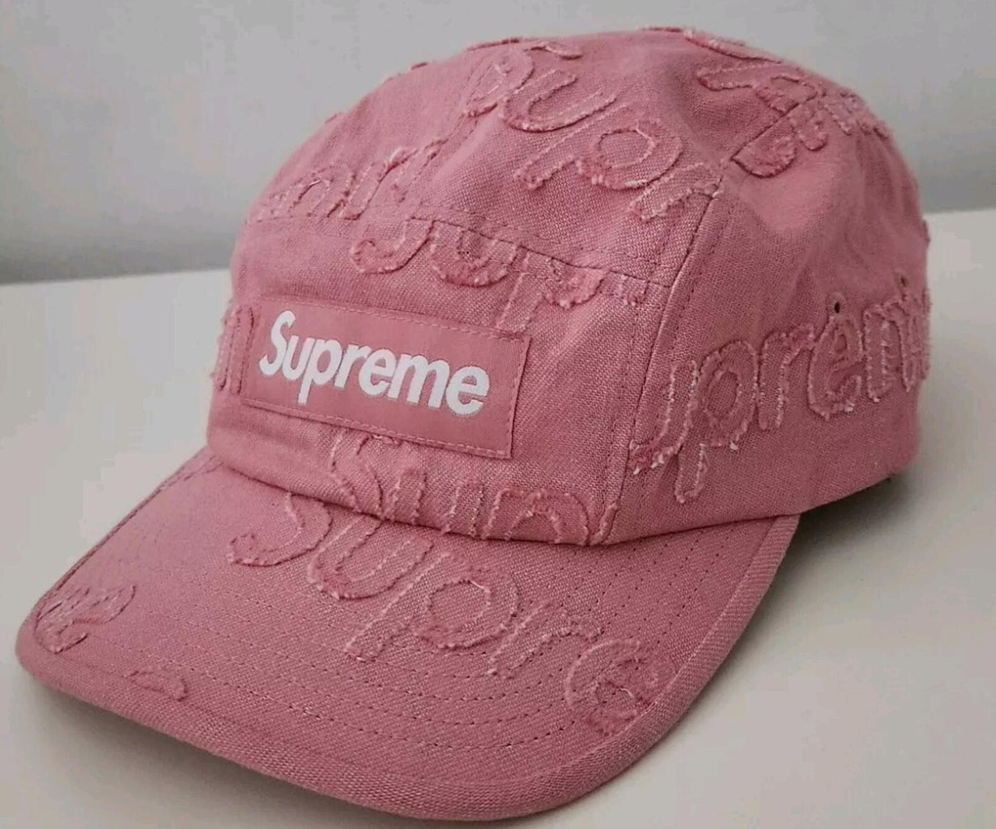 SS24 Supreme Lasered Denim Camp Cap Cotton Hat Pink