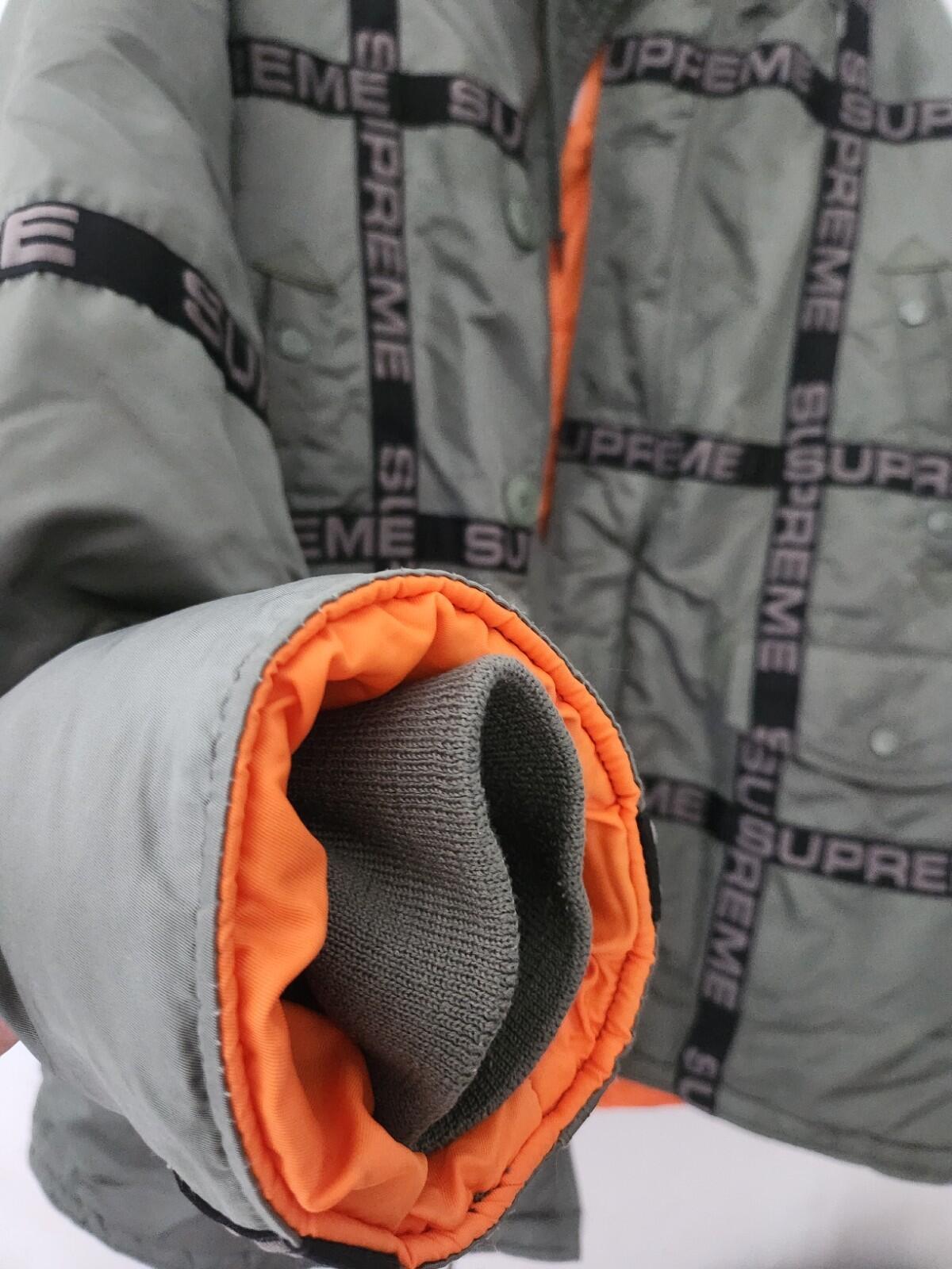 FW18 Supreme Logo Tape N-3B Parka UVP 378 $ Größe L Große Jacke olivefarbener Mantel grün