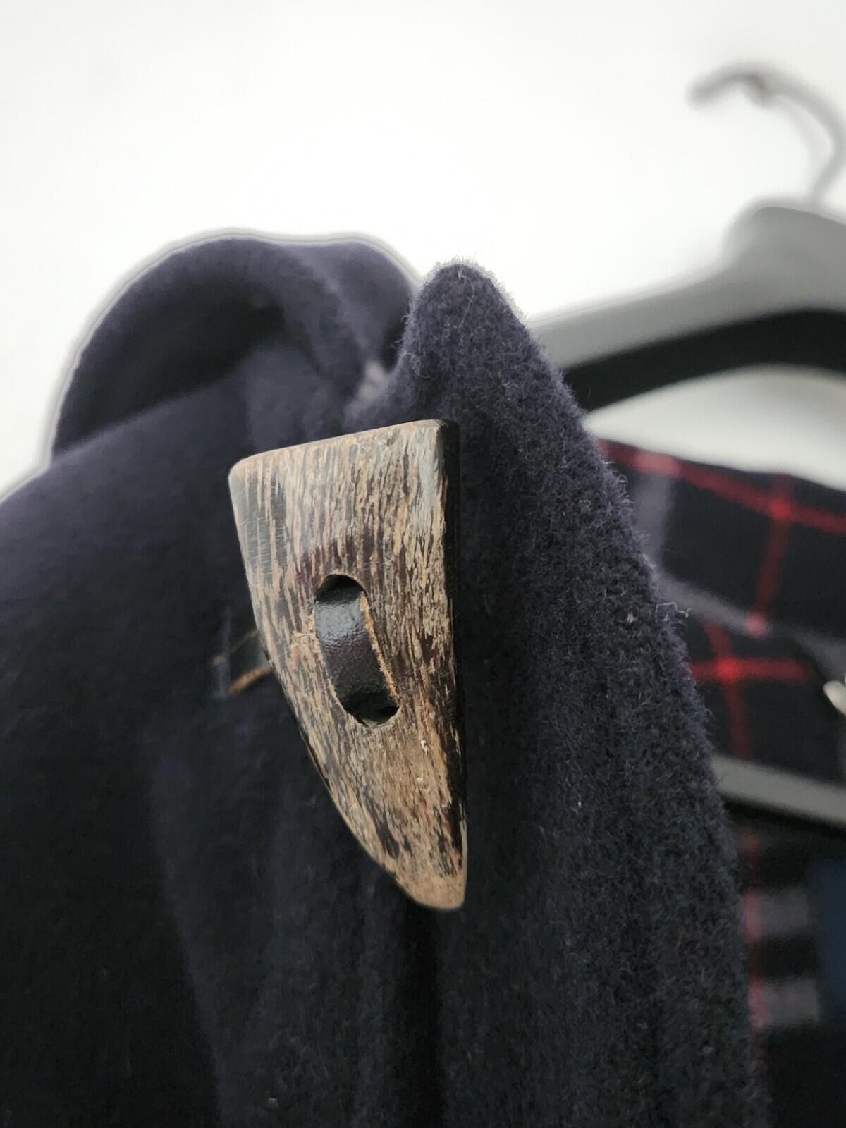 Burberry Duffle Wool Hooded Coat Navy Tartan Size Boys 14Y Fits Mens M Medium