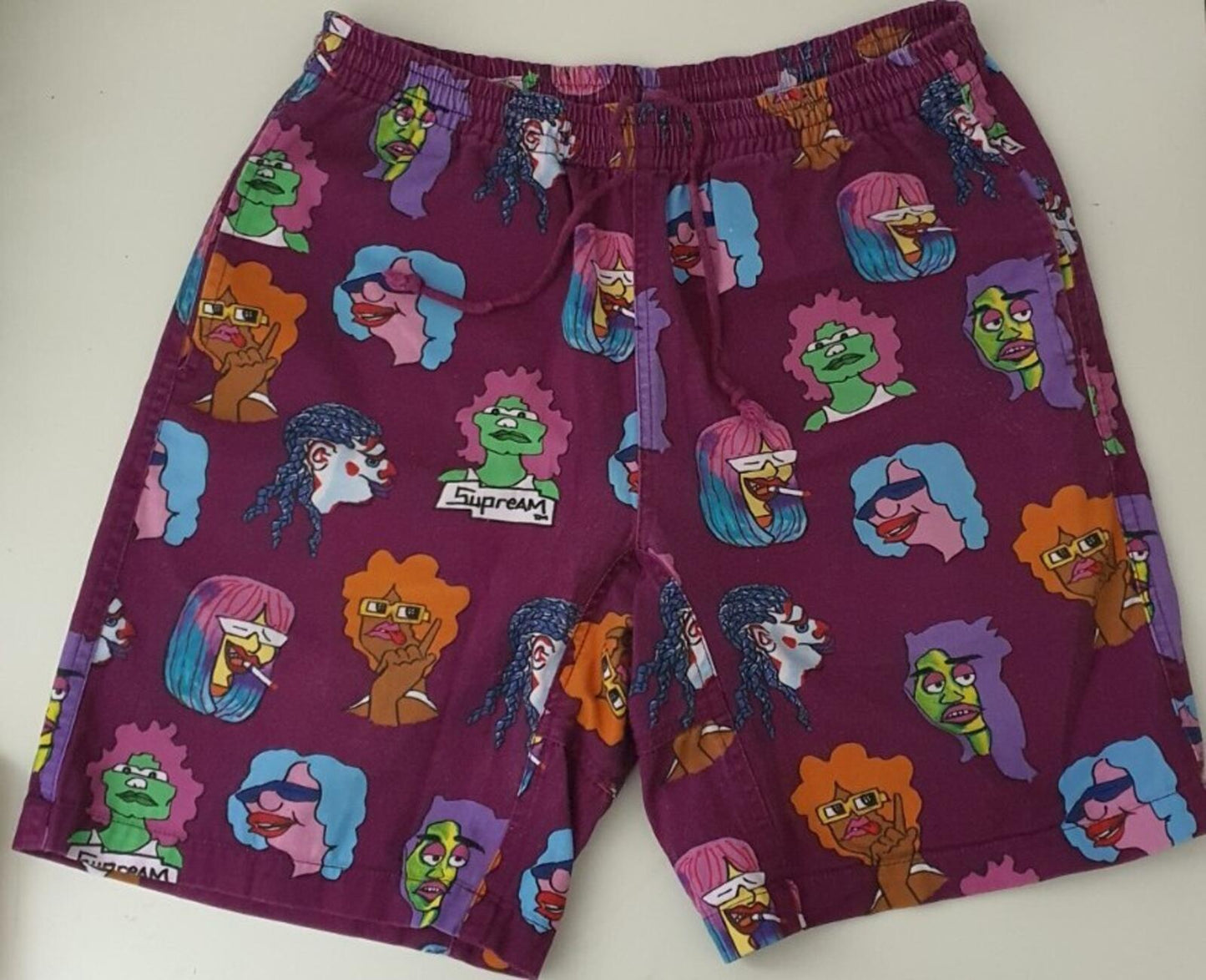FW17 Supreme Gonz Heads burgundy Short size S small shorts Mark Gonzales Rare