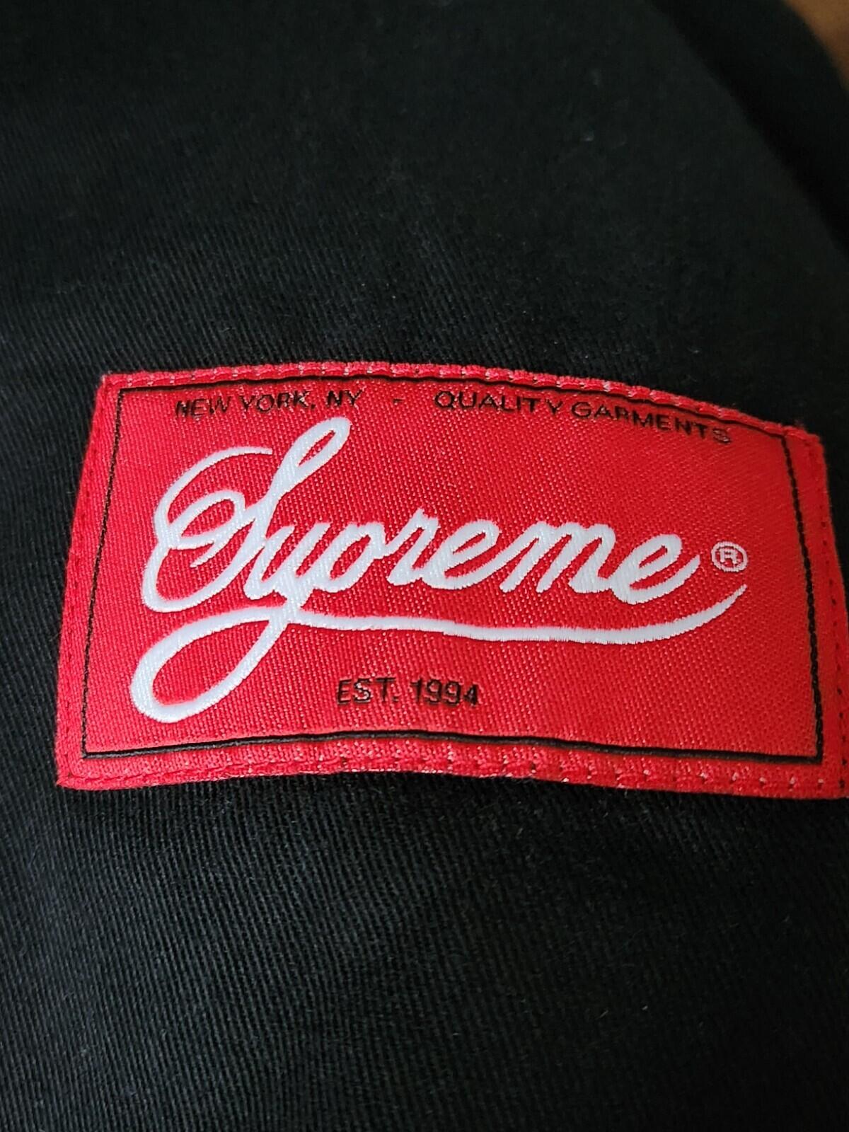 FW13 Supreme Baseball Shirt Chenille S logo Black L Large Jersey Vintage 2013