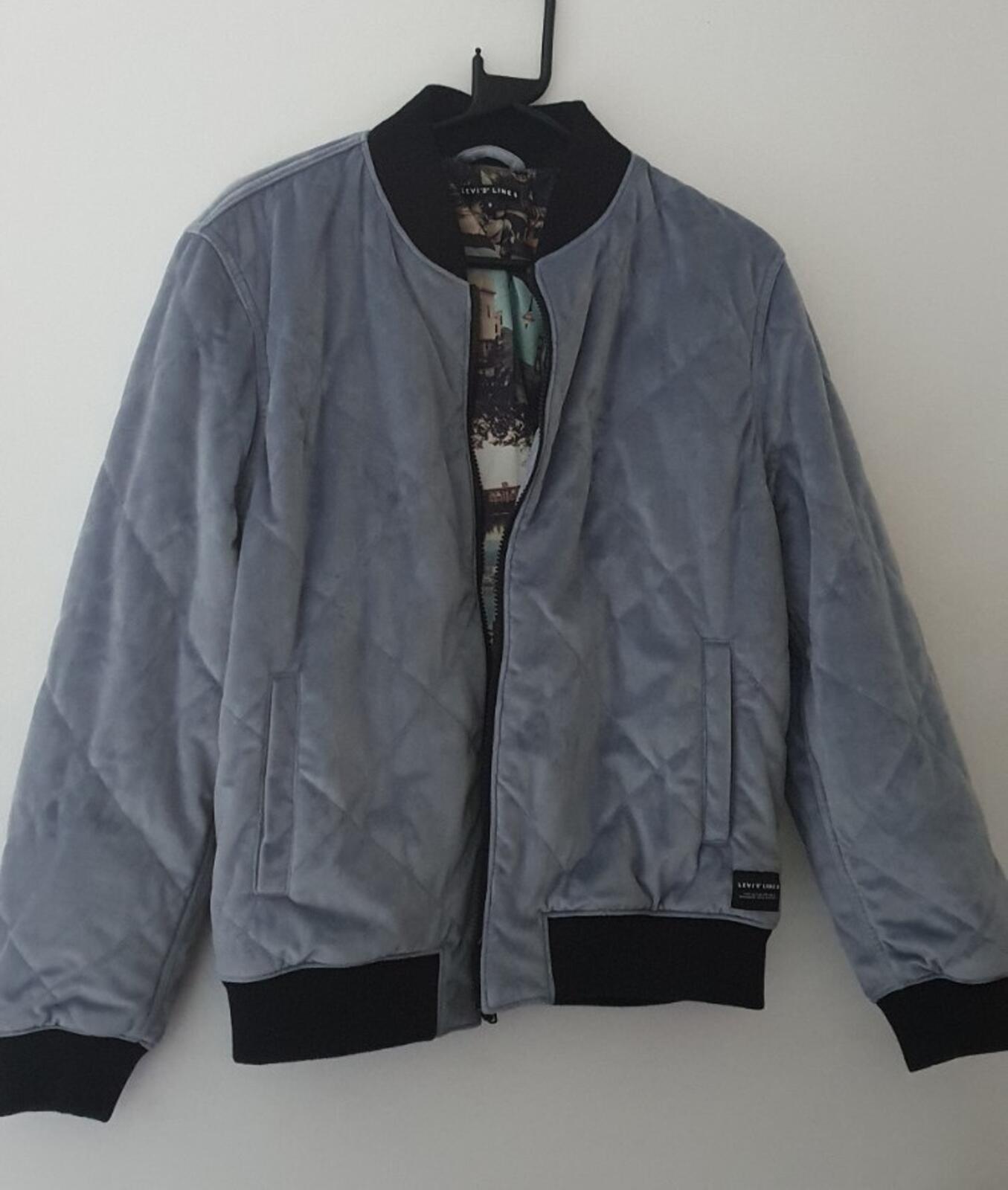 LEVI'S Line 8 Quilted Velvet Bomber Jacket Kano Blue Size S Small RRP £85