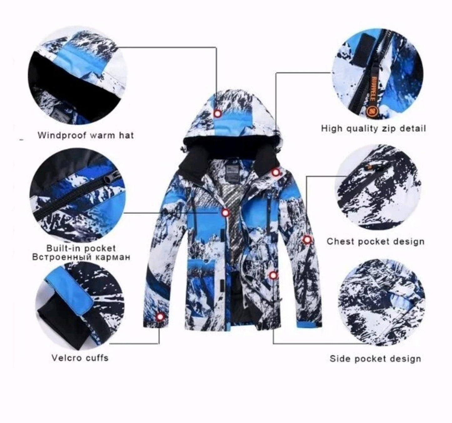 RIVYELLE Winter Ski Mountain Jacket Men's Women's Skiing Size L Large / M Medium