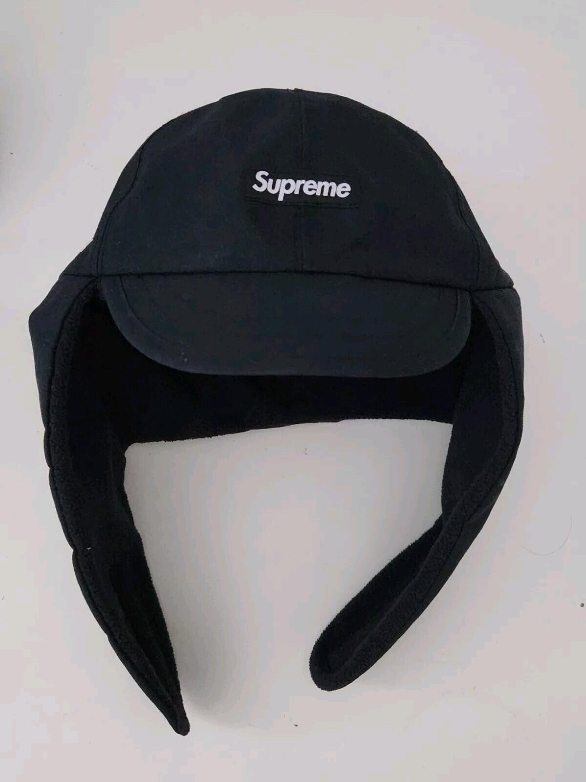 FW23 Supreme GORE-TEX Earflap Polartec Cap Black hat box logo waterproof Fleece