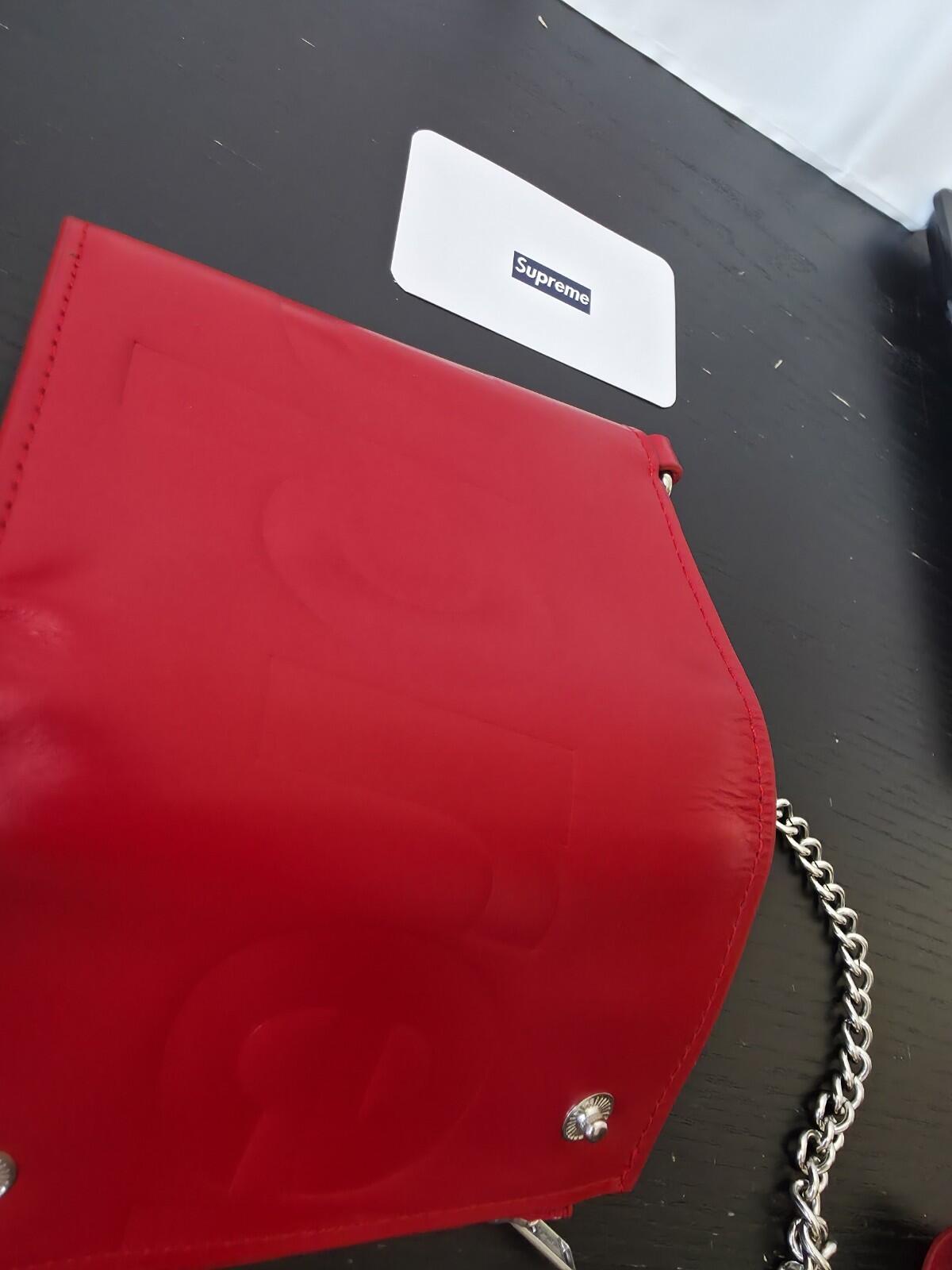 SS25 Supreme Lederketten-Geldbörse Rot