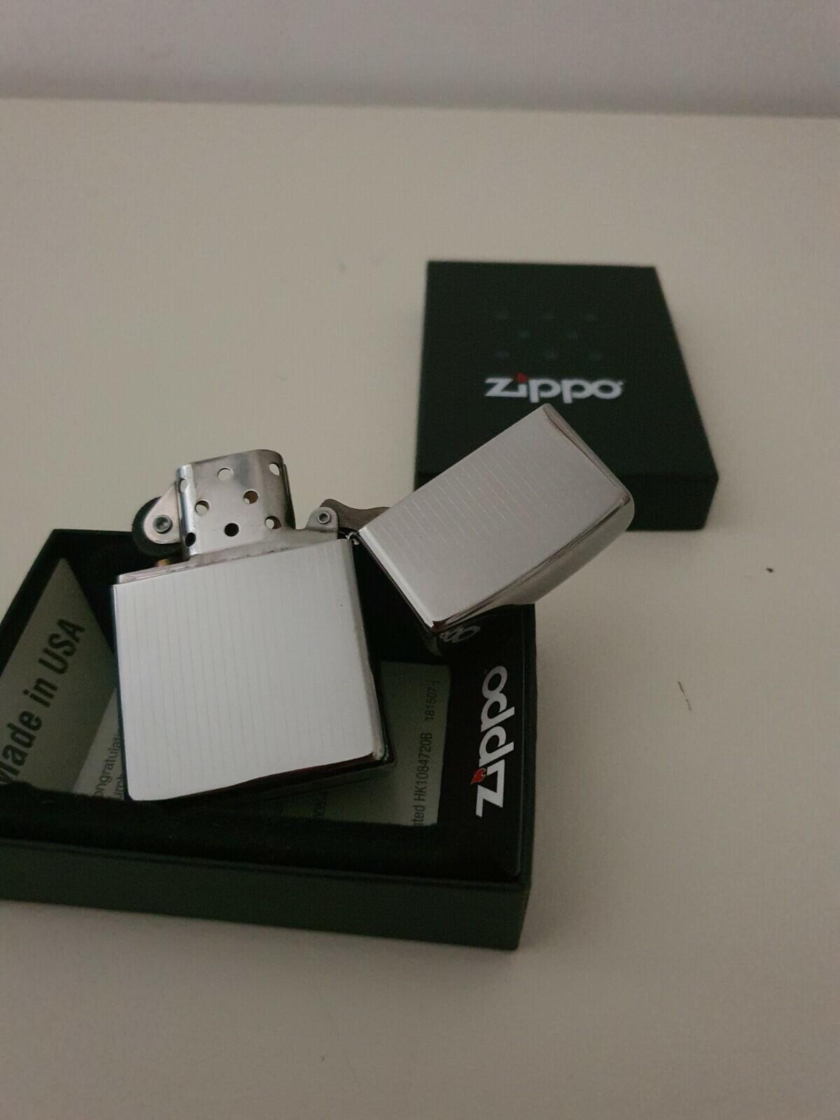 FW15 Supreme Engraved Stripe Zippo silver lighter Rare Accessory