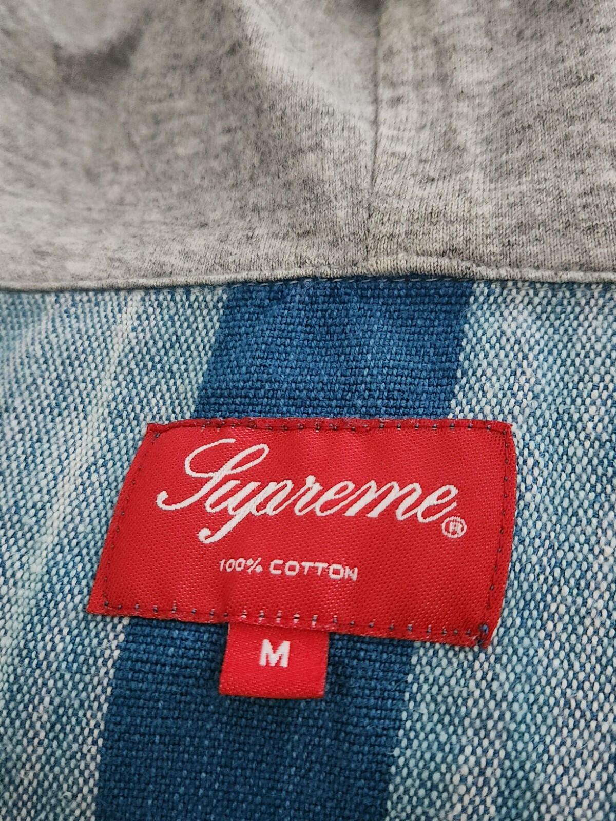 SS15 Supreme Hooded Andes Shirt Größe M Medium Blau Grau Oberteil
