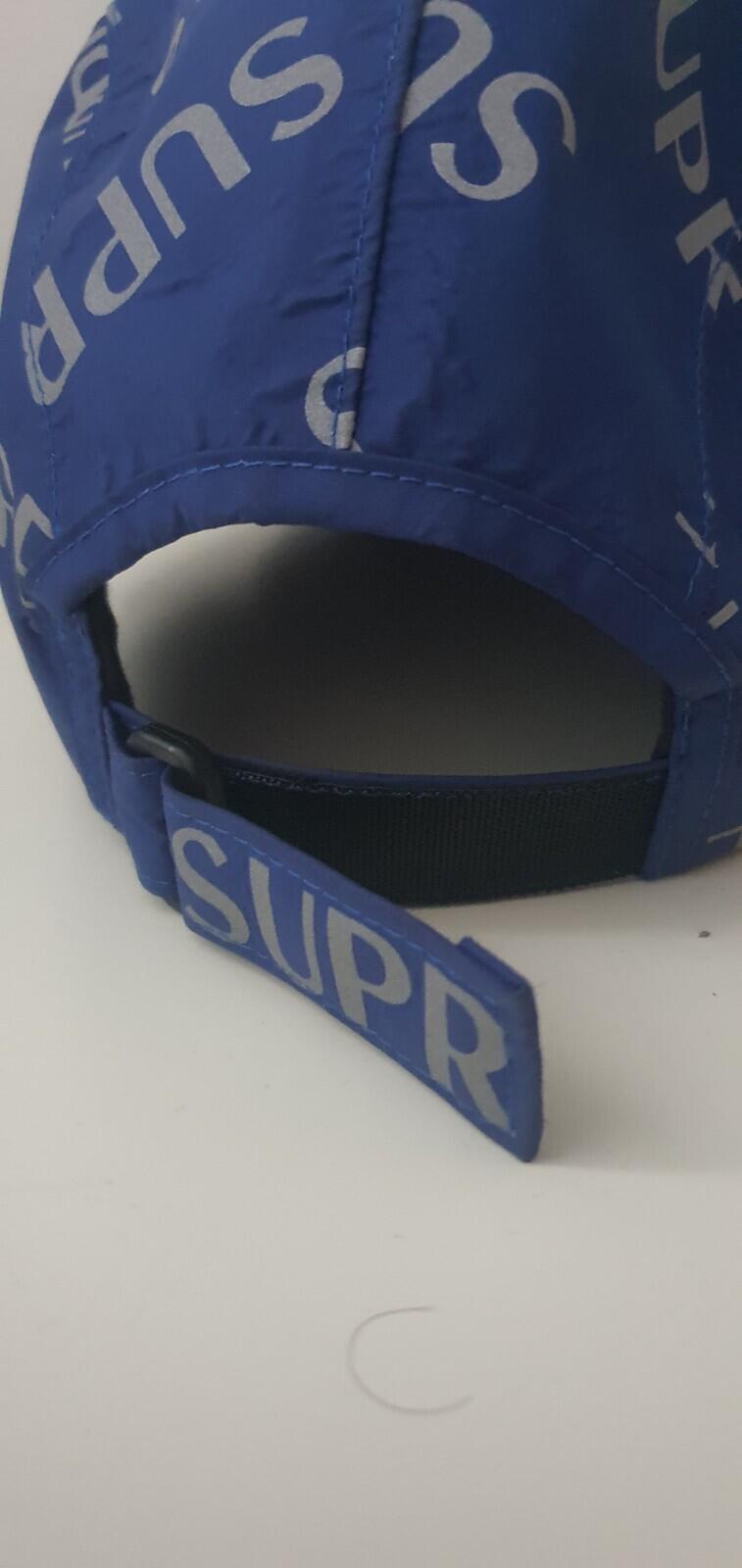FW16 Supreme 3M Reflective Repeat Camp Cap Blau Hut Box Logo Wasserabweisend