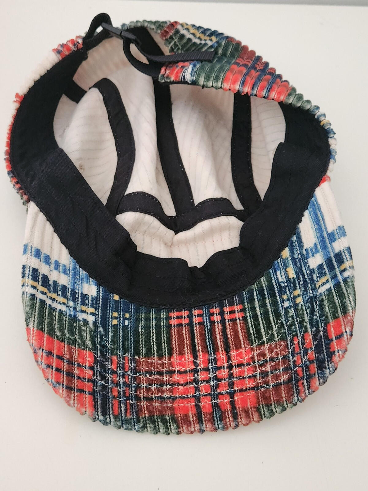 SS22 Supreme Corduroy Camp Cap Plaid Hat Box logo