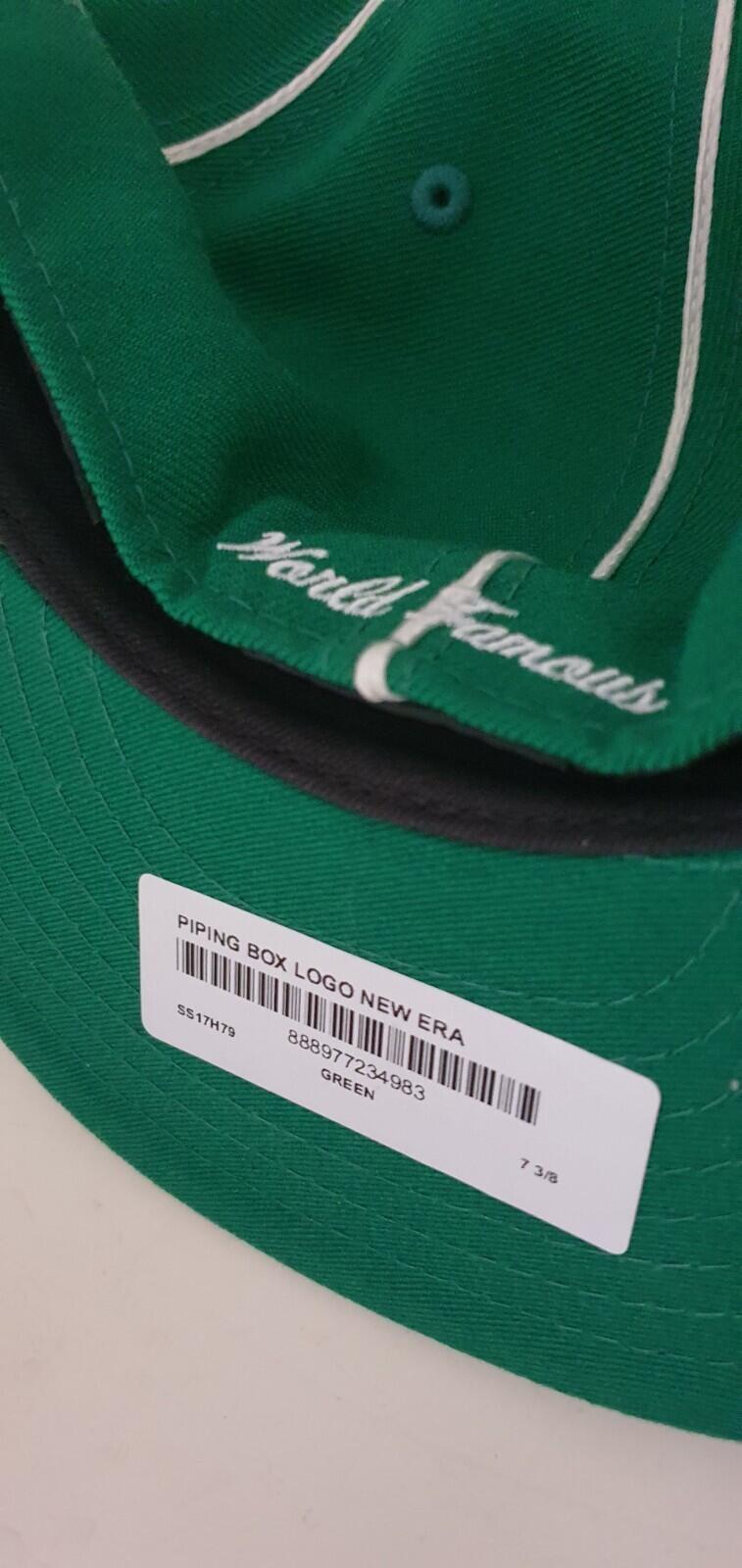 SS17 Supreme Piping Box Logo New Era 59fifty green hat cap size 7 3/8 New