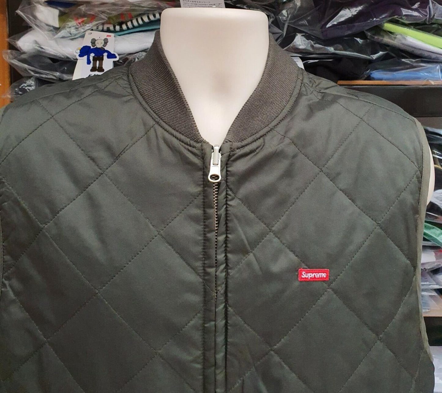 FW17 Supreme reversible shadow plaid vest dark green/ purple Medium New with tag