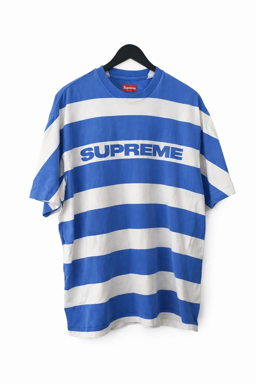 SS21 Supreme Printed Stripe S/S Top Tee Blue Size S