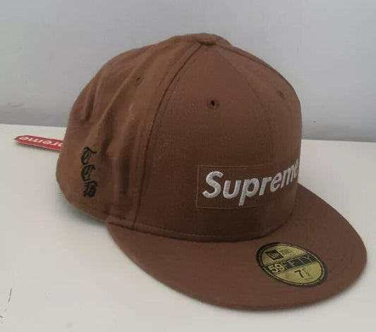HW11 Supreme Loro Piana Box Logo New Era Mütze Wolle Braun Größe 7 1/2