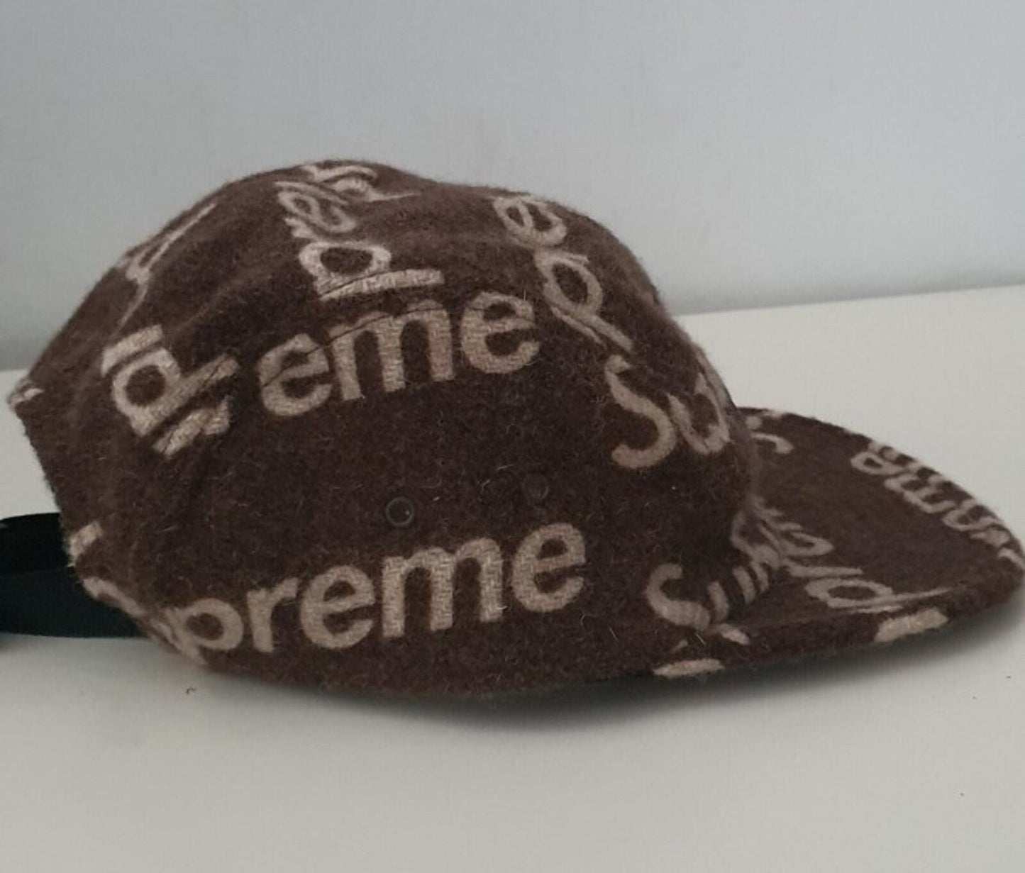 FW18 Supreme Harris Tweed camp cap Brown wool hat box logo