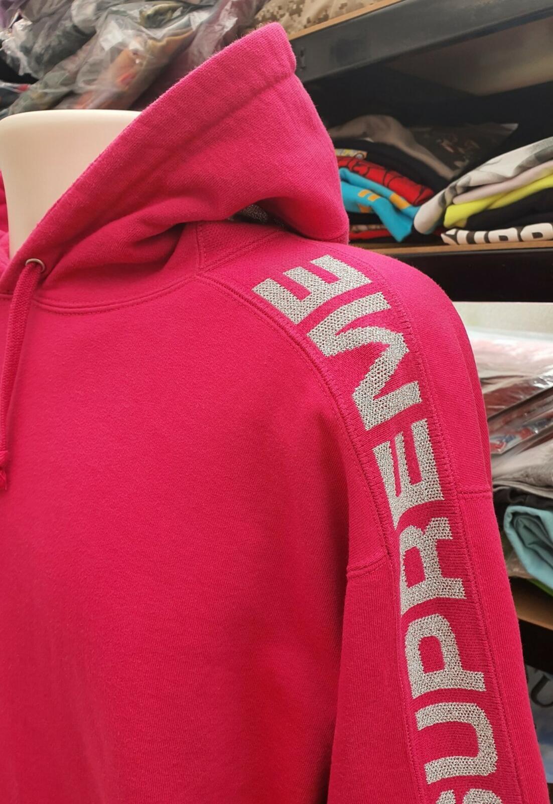 SS20 Supreme Metallic Rib Fuchsia Kapuzenpullover Größe XL Hoodie