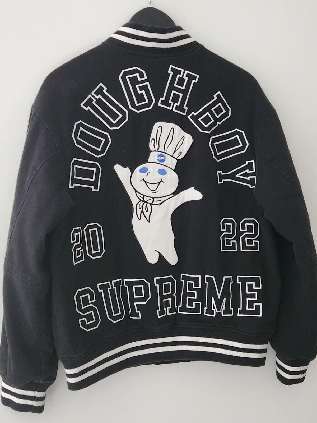 FW22 Supreme x Mitchell & Ness Doughboy Twill Varsity Jacket Black Size S