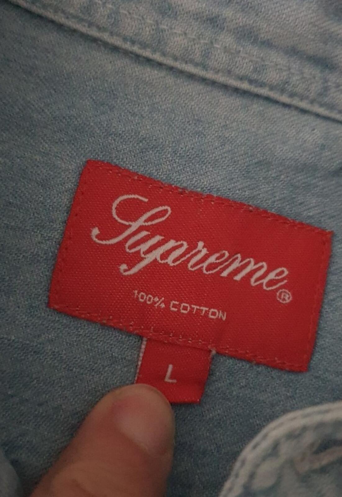 Supreme L/S Denim Shirt long sleeve size L large blue
