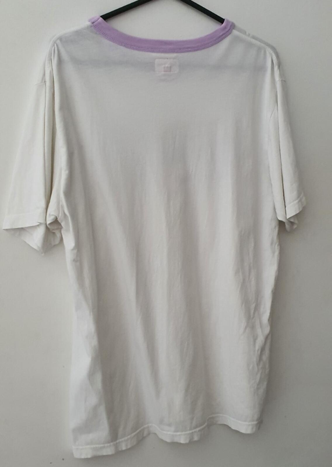 SS18 Supreme Team Ringer Tee talla M mediana blanco camiseta lila morado claro