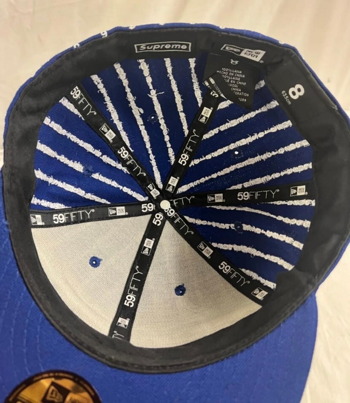 SS19 Supreme Text Stripe New Era Blue Hat Box Logo Wollbaseballmütze