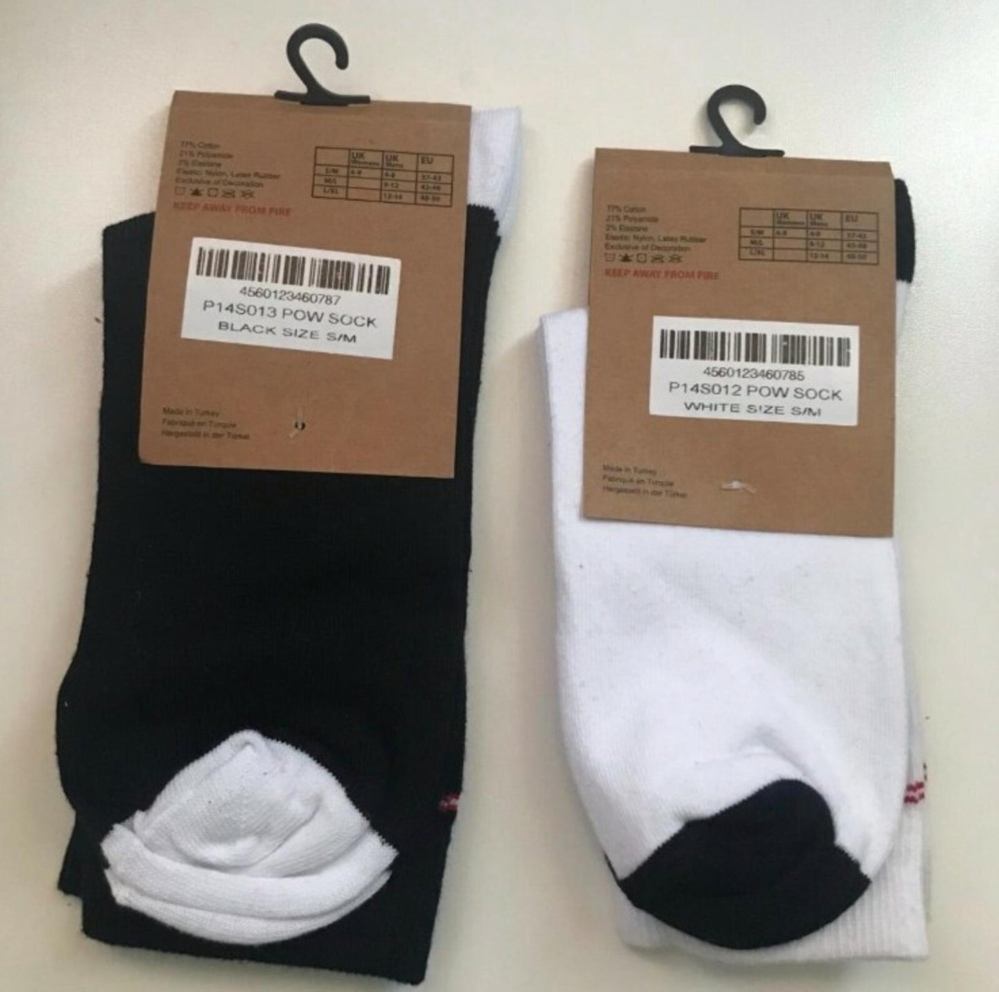 AW17 Palace POW Socks 1x white 1x black size S/M Lady Diana small / medium New