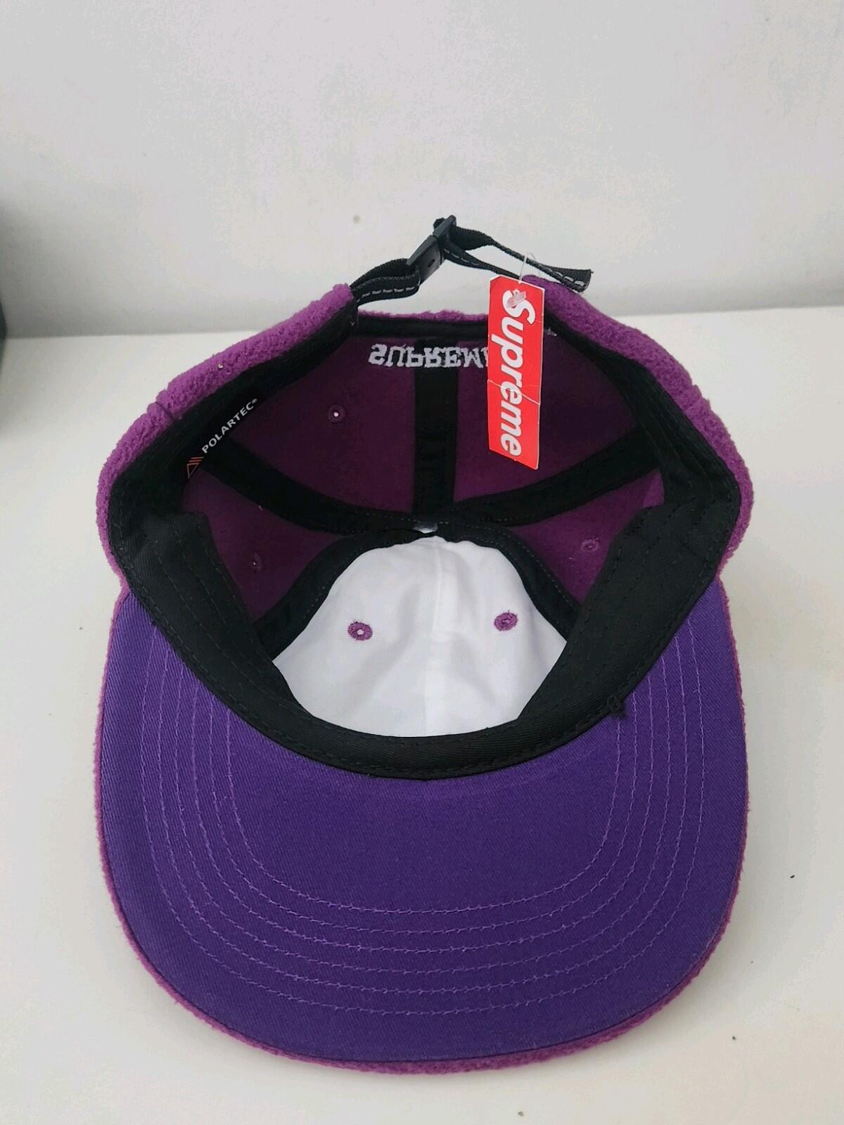 FW18 Supreme x Polartec S logo 6-panel purple hat cap fleece new