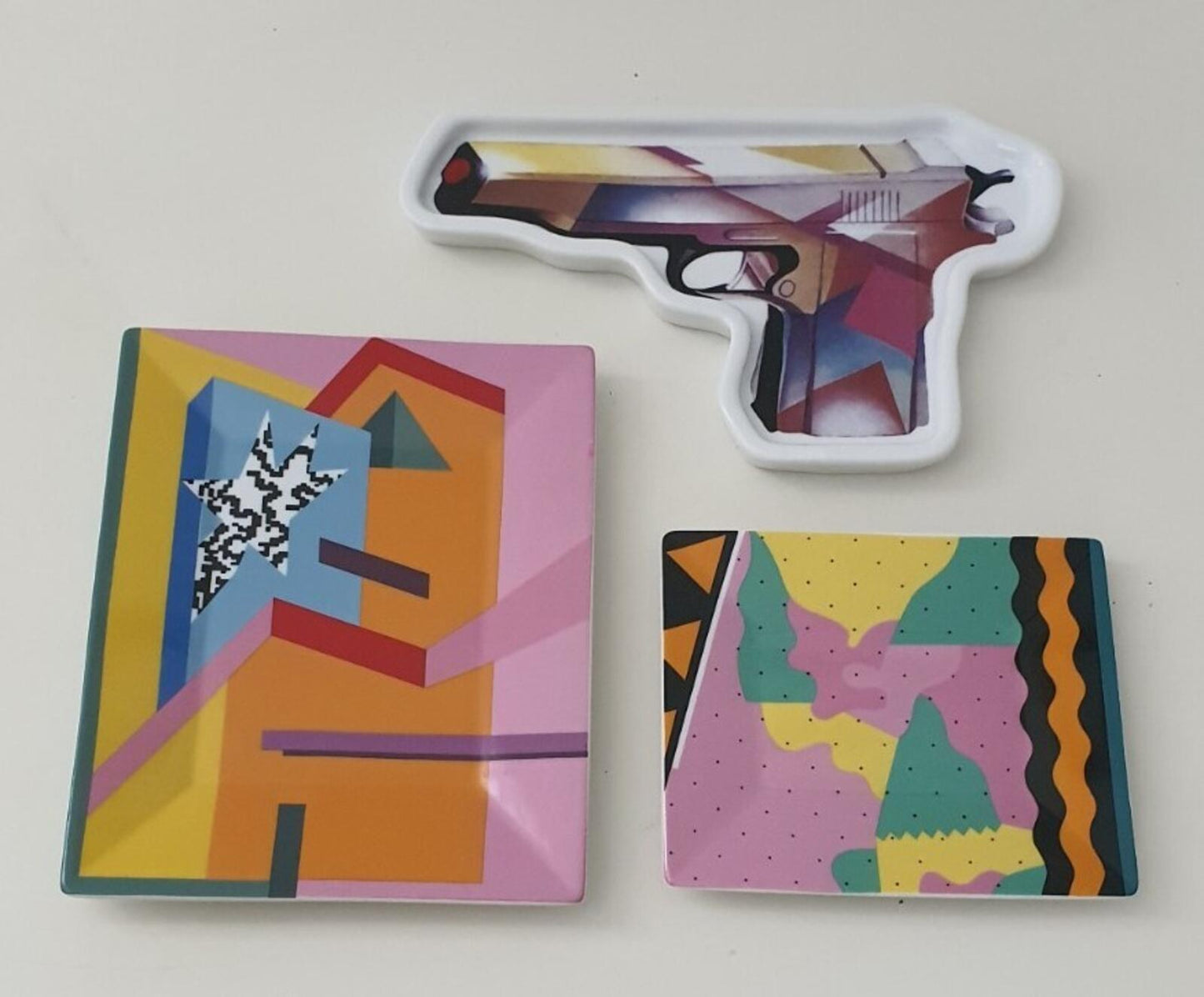 SS16 Supreme A. Mendini Milano Set of 3x ashtrays ceramic trays gun large small